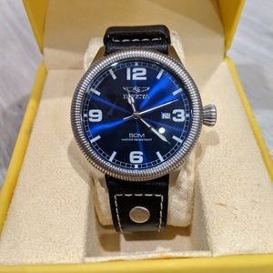 Blue Invicta Vintage Style Watch with Leather Band